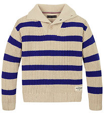 Tommy Hilfiger Bluse - Strik - Wedge Blue Stripe Classic Beige Tommy Hilfiger Bluse - Strik - Wedge Blue Stripe Classic Beige