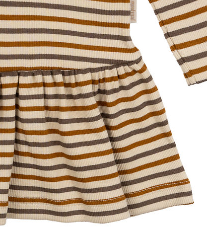 Petit Piao Kjole - Rib - Modal - Chocolate Brown/Golden Sun/Dark