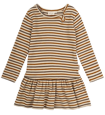 Petit Piao Kjole - Rib - Modal - Chocolate Brown/Golden Sun/Dark