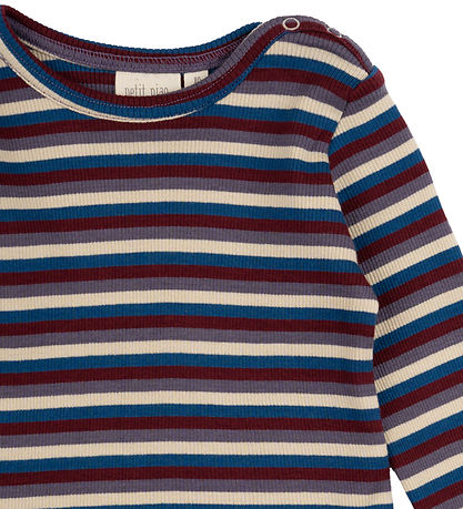 Petit Piao Bluse - Rib - Modal - Dark Cherry Multi Stripe Petit Piao Bluse - Rib - Modal - Dark Cherry Multi Stripe