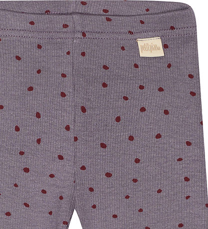Petit Piao Leggings - Rib - Modal - Dusty Violet Dot Petit Piao Leggings - Rib - Modal - Dusty Violet Dot