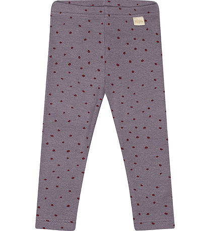 Petit Piao Leggings - Rib - Modal - Dusty Violet Dot Petit Piao Leggings - Rib - Modal - Dusty Violet Dot