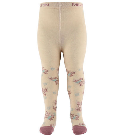 Melton Strømpebukser - Uld - cat Love - Ivory Cream Melton Strømpebukser - Uld - cat Love - Ivory Cream