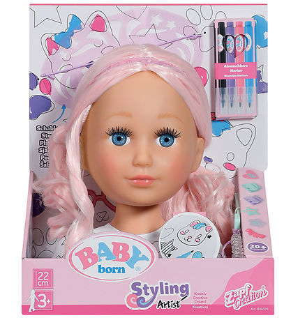 Baby Born Sminkehoved m. Tilbehør - Sister Styling Artist Baby Born Sminkehoved m. Tilbehør - Sister Styling Artist