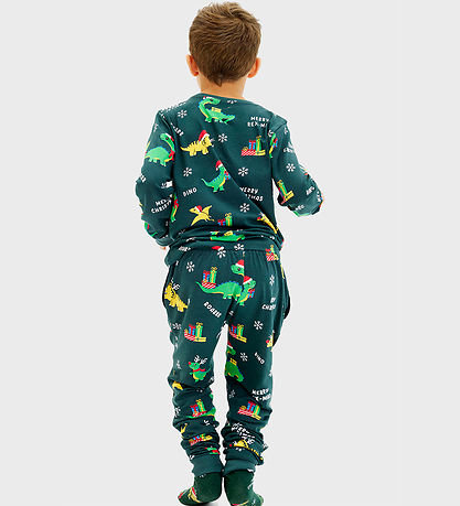 Jule-Sweaters Nattøj - Dino Christmas - Grøn Jule-Sweaters Nattøj - Dino Christmas - Grøn