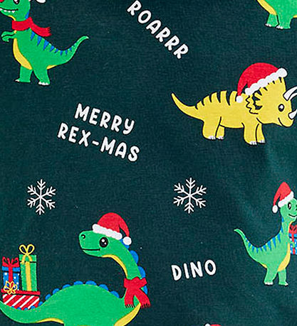 Jule-Sweaters Nattøj - Dino Christmas - Grøn Jule-Sweaters Nattøj - Dino Christmas - Grøn