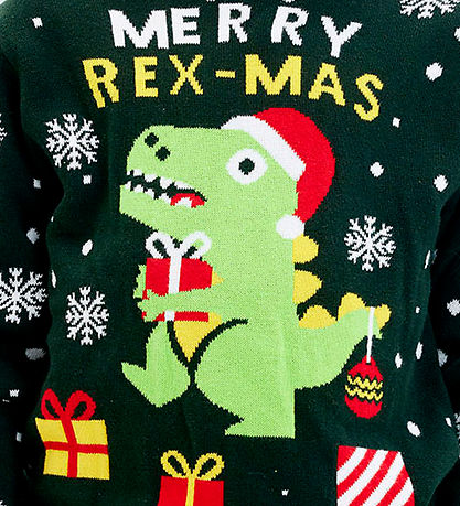 Jule-Sweaters Bluse - Sweet Christmas Dino - Grøn