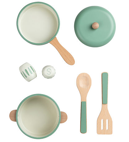 Sebra Trælegetøj - Køkkengryde/Pandesæt - Grøn Sebra Trælegetøj - Køkkengryde/Pandesæt - Grøn