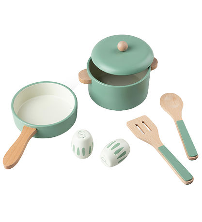 Sebra Trælegetøj - Køkkengryde/Pandesæt - Grøn Sebra Trælegetøj - Køkkengryde/Pandesæt - Grøn