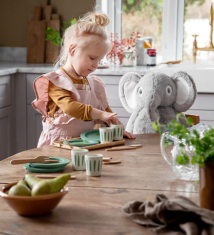 Sebra Trælegetøj - Spisesæt til 4 - Grøn Sebra Trælegetøj - Spisesæt til 4 - Grøn