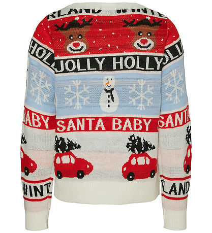 Vero Moda Girl Bluse - Strik - VmHolly Jollyflakes - Birch/Artwo Vero Moda Girl Bluse - Strik - VmHolly Jollyflakes - Birch/Artwo