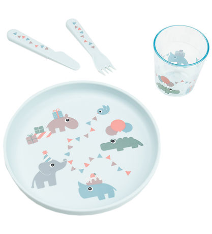 Done by Deer Spisesæt - 4 Dele - Celebration Blue