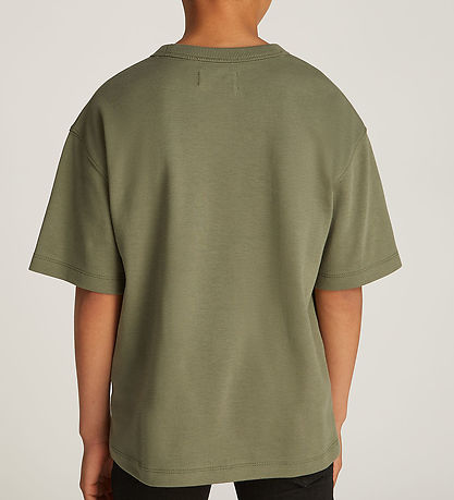 Calvin Klein T-shirt - Outlined Fleece Mono - Dusty Olive