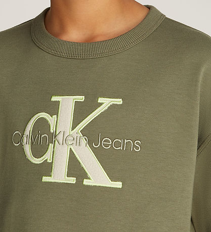Calvin Klein T-shirt - Outlined Fleece Mono - Dusty Olive