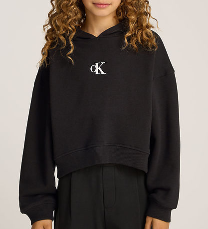 Calvin Klein Hættetrøje - Logo Boxy Fit - Sort