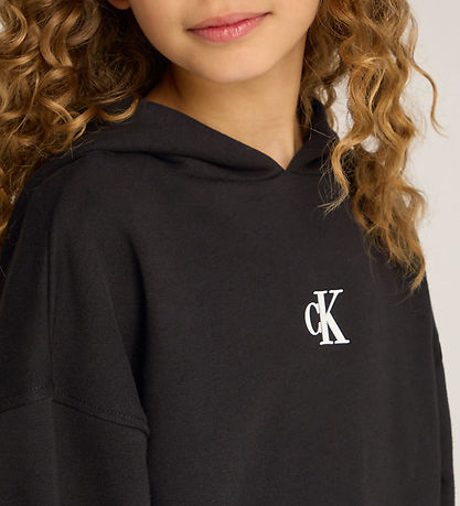 Calvin Klein Hættetrøje - Logo Boxy Fit - Sort