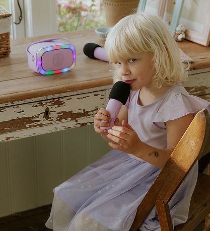 Lalarma Højtaler m. 2 Mikrofoner - Trådløs - Karaoke - Purple