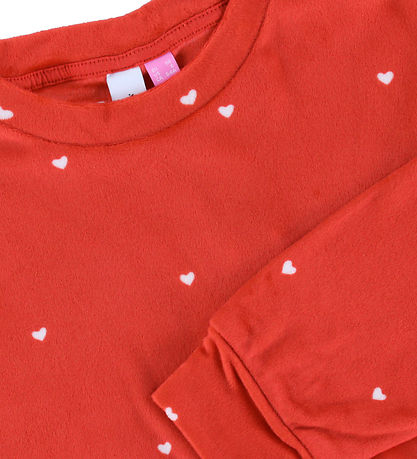 Vero Moda Girl Bluse - VmVelvet - Chinese Red/Hearts Vero Moda Girl Bluse - VmVelvet - Chinese Red/Hearts
