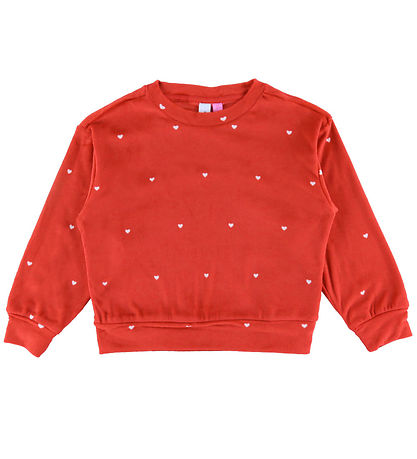 Vero Moda Girl Bluse - VmVelvet - Chinese Red/Hearts Vero Moda Girl Bluse - VmVelvet - Chinese Red/Hearts