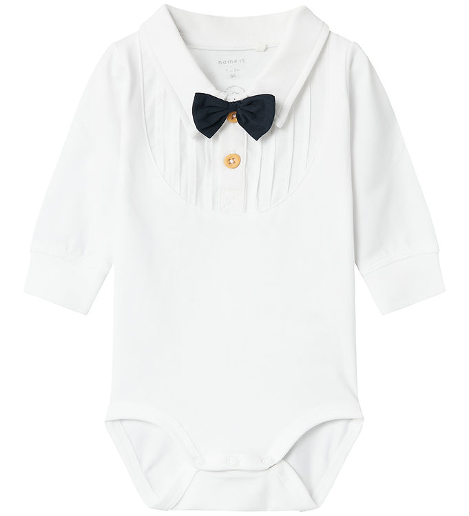 Name It Body Hvid Med Butterfly Og Skjortekrave - Str. 1m 56cm