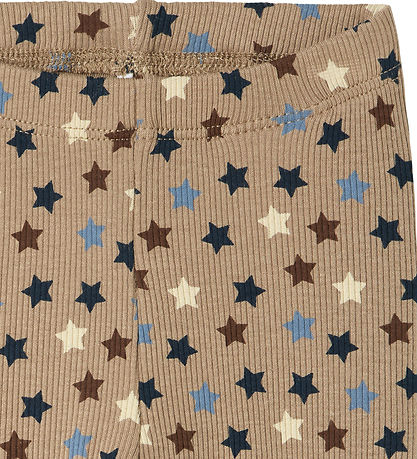 Name It Leggings - Rib - NbmRicco - Weathered Teak m. Stjerner