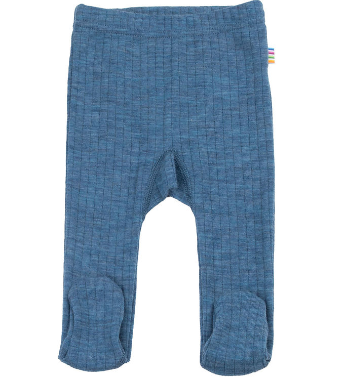Joha Leggings m. Fødder - Uld - Denim Blå