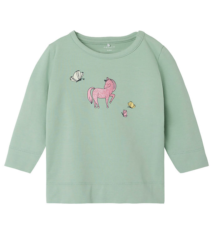 NAME IT Langærmet Bluse Jennia Silt Green