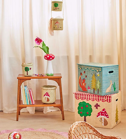 Rice Storage Basket - Raffia - Large - Happy Forest Theme