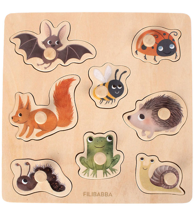 Filibabba Puslespil - Træ - 8 Brikker - Skovens Dyr