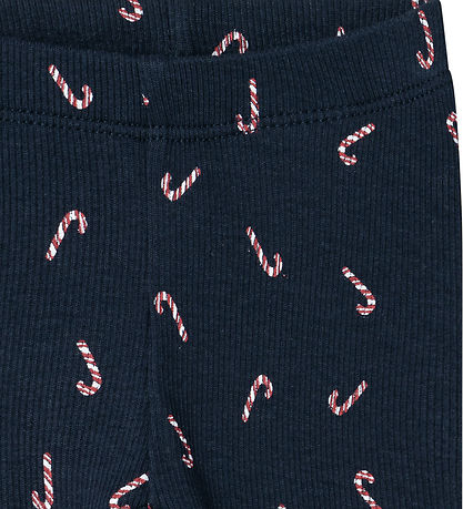 Name It Leggings - Rib - NbnDab - Dark Sapphire m. Julestokke
