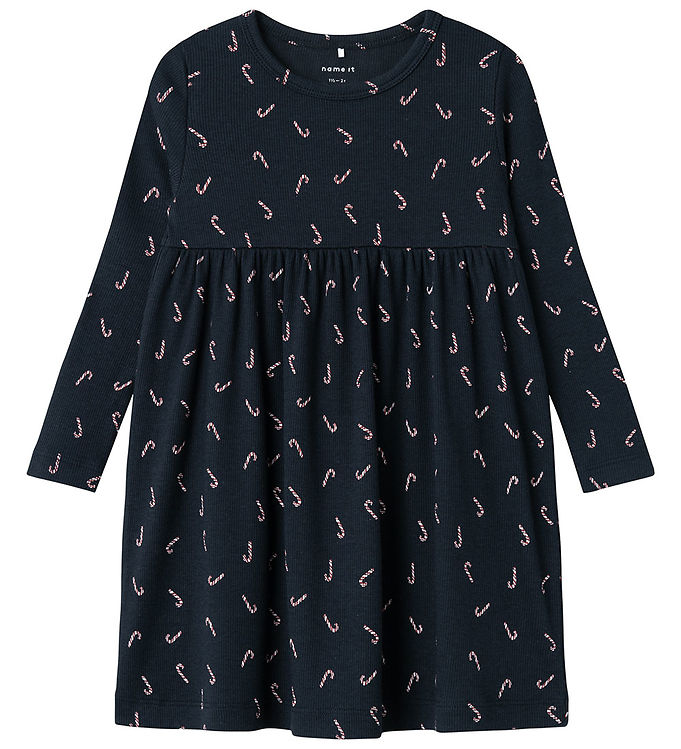 Name It Kjole - Rib - NmfDab - Dark Sapphire m. Julestokke