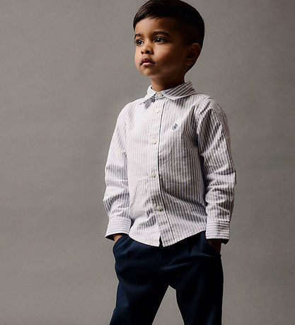 Name it Skjorte - NmmRekid - Bright White/ Thin Stripe - Flint S