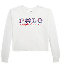 Polo Ralph Lauren Bluse - Cropped - Hvid m. Broderi Polo Ralph Lauren Bluse - Cropped - Hvid m. Broderi