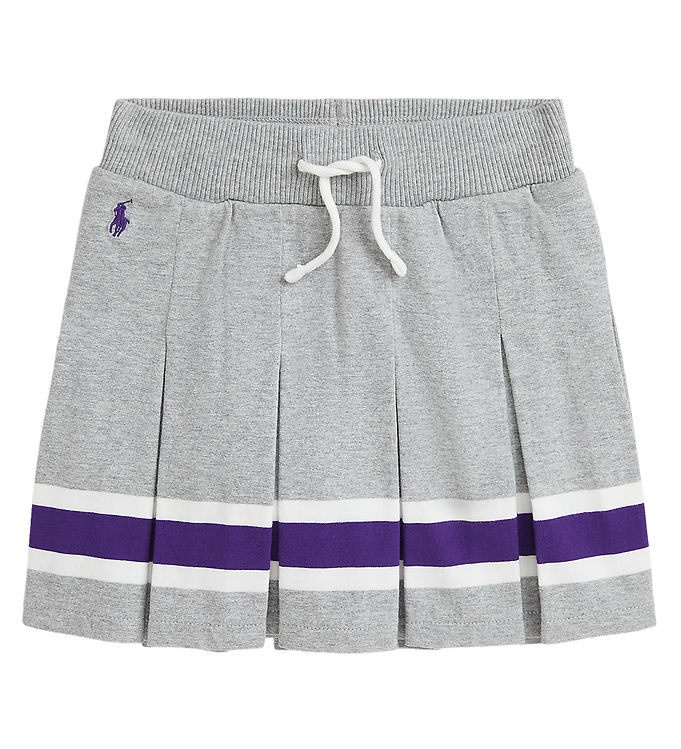 Polo Ralph Lauren Tennisnederdel - Gråmeleret m. Lilla/Hvid