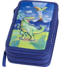 Faber-Castell Penalhus m. Indhold - Dinosaur - Blå Faber-Castell Penalhus m. Indhold - Dinosaur - Blå