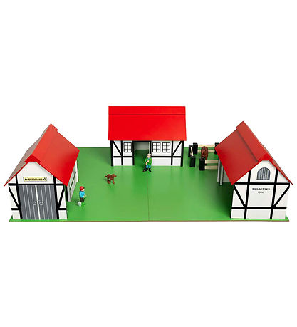 Krea Bondegård - Træ - 77x53 cm - Hvid/Rød Krea Bondegård - Træ - 77x53 cm - Hvid/Rød