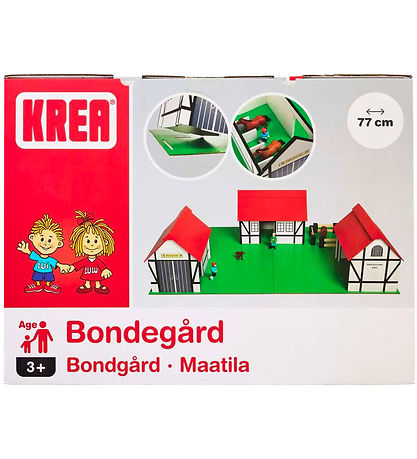 Krea Bondegård - Træ - 77x53 cm - Hvid/Rød Krea Bondegård - Træ - 77x53 cm - Hvid/Rød