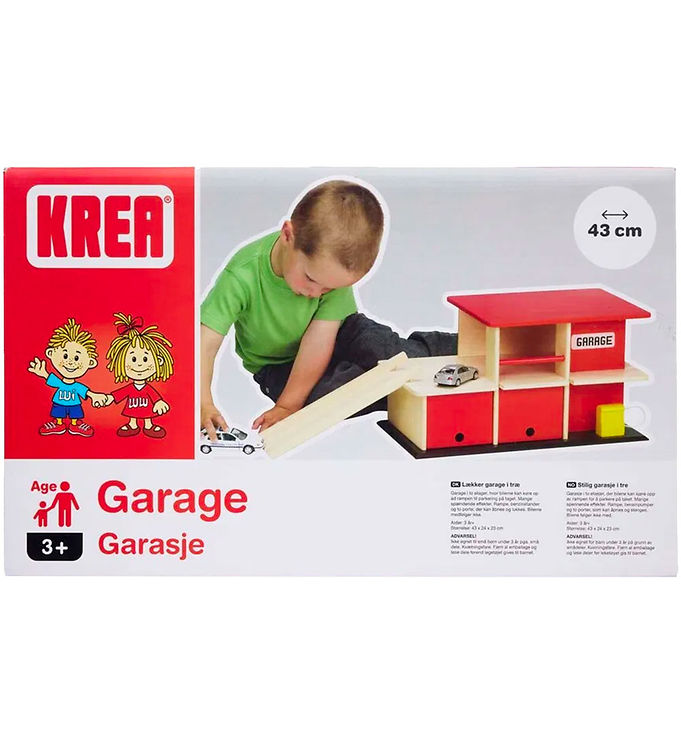 Krea Garage - Træ - 43x24 cm - Rød/Natur