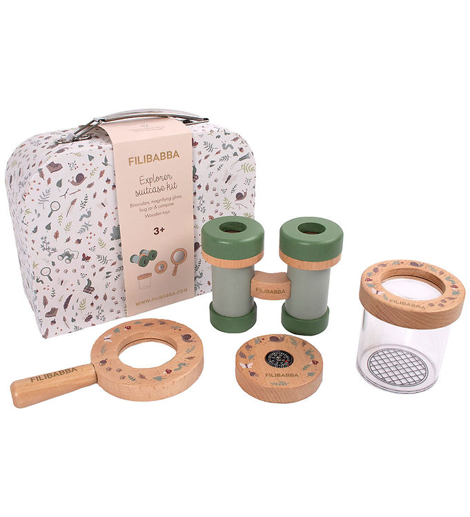 Filibabba Legekuffert m. Kikkert - Træ - Little Wonders