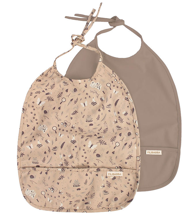 Filibabba Hagesmæk m. bindebånd 2-pak - Little Wonders + Warm Grey