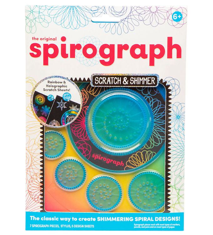 Spirograph Tegnesæt - 10 Dele - Value - Scratch & Shimmer