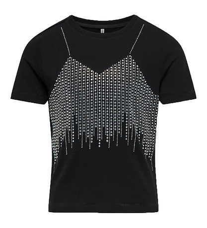 Kids Only T-shirt - KogBillie - Black/Rhinestone Kids Only T-shirt - KogBillie - Black/Rhinestone