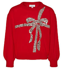 Vero Moda Girl Bluse - Strik - VmGlitterGift - Chinese Red/Silve Vero Moda Girl Bluse - Strik - VmGlitterGift - Chinese Red/Silve