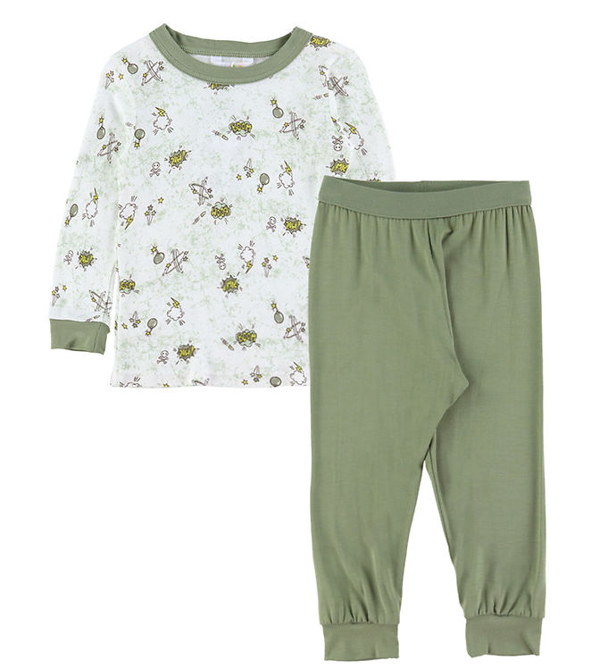 Joha Nattøj - 2-Delt - Bambus - Off White m. Print