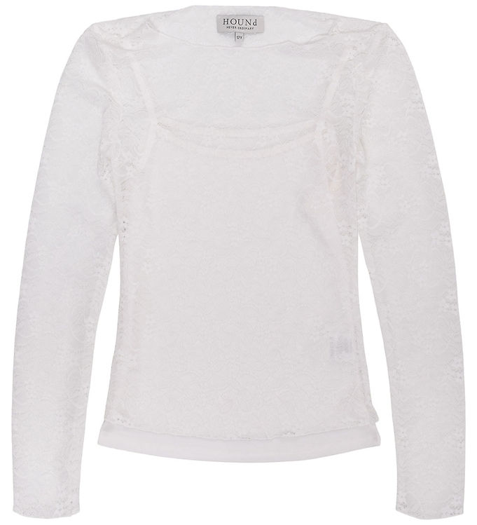 Hound Bluse - Lace - Off White m. Hulmønster