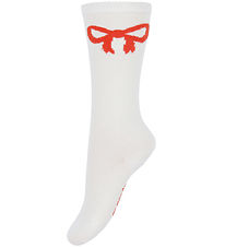Mini Rodini Knæstrømper - Bow - Offwhite Mini Rodini Knæstrømper - Bow - Offwhite
