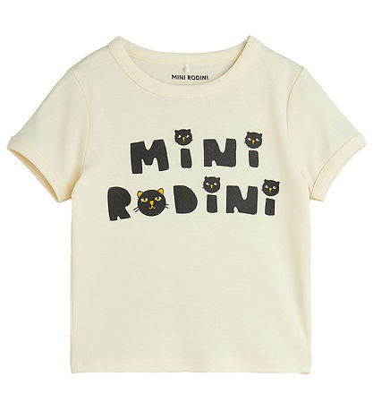 Mini Rodini T-shirt - Cats - Offwhite Mini Rodini T-shirt - Cats - Offwhite