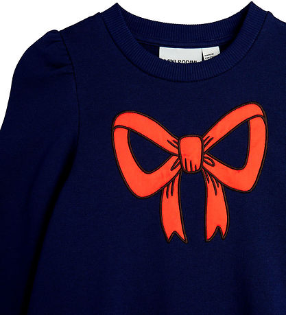 Mini Rodini Sweatkjole - Bow - Blue