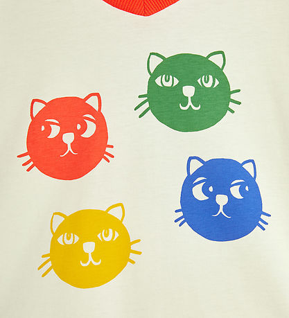 Mini Rodini T-shirt - Cool Cats - Offwhite Mini Rodini T-shirt - Cool Cats - Offwhite
