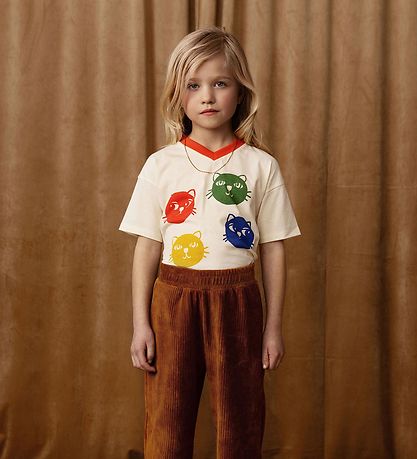 Mini Rodini T-shirt - Cool Cats - Offwhite Mini Rodini T-shirt - Cool Cats - Offwhite
